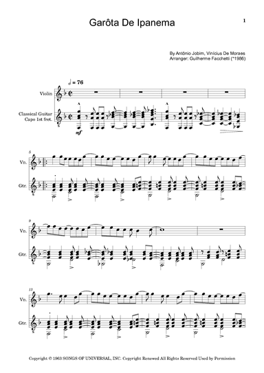 Garôta De Ipanema (arr. Guilherme Facchetti)