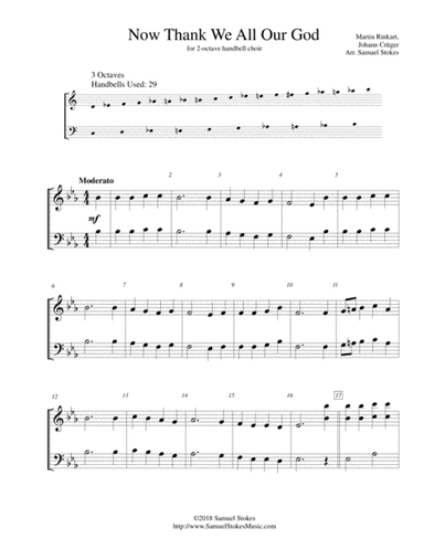 Now Thank We All Our God - for 3-octave handbell choir (arr. Samuel Stokes)