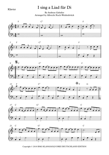 I Sing A Liad Fuer Di (arr. Albrecht Kuch-Weidenbrück)