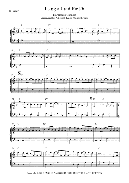 I Sing A Liad Fuer Di (arr. Albrecht Kuch-Weidenbrück)