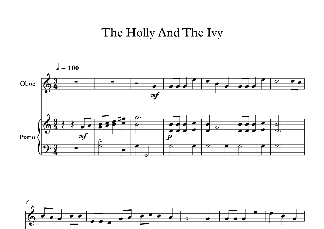 The Holly And The Ivy (Oboe + Piano) (arr. Digital Book Music)