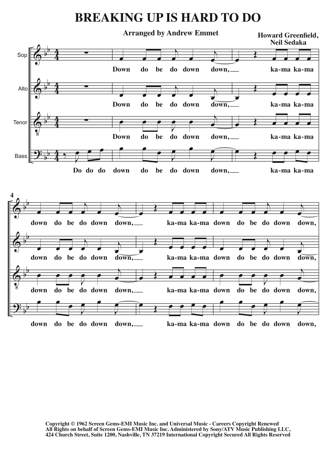 Breaking Up Is Hard To Do (arr. Andrew Emmet)