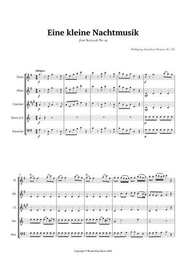 Eine kleine Nachtmusik by Mozart for Woodwind Quintet (arr. Ander)