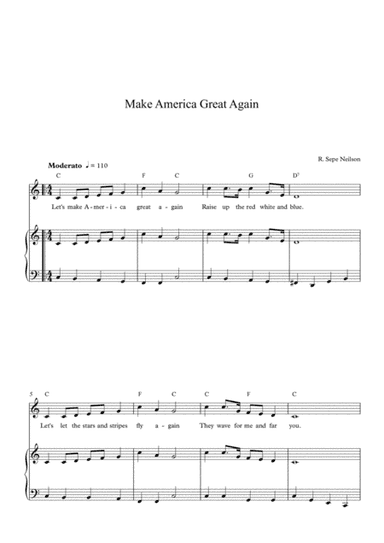 Make  America Great Again   Sheet Music with Lyrics