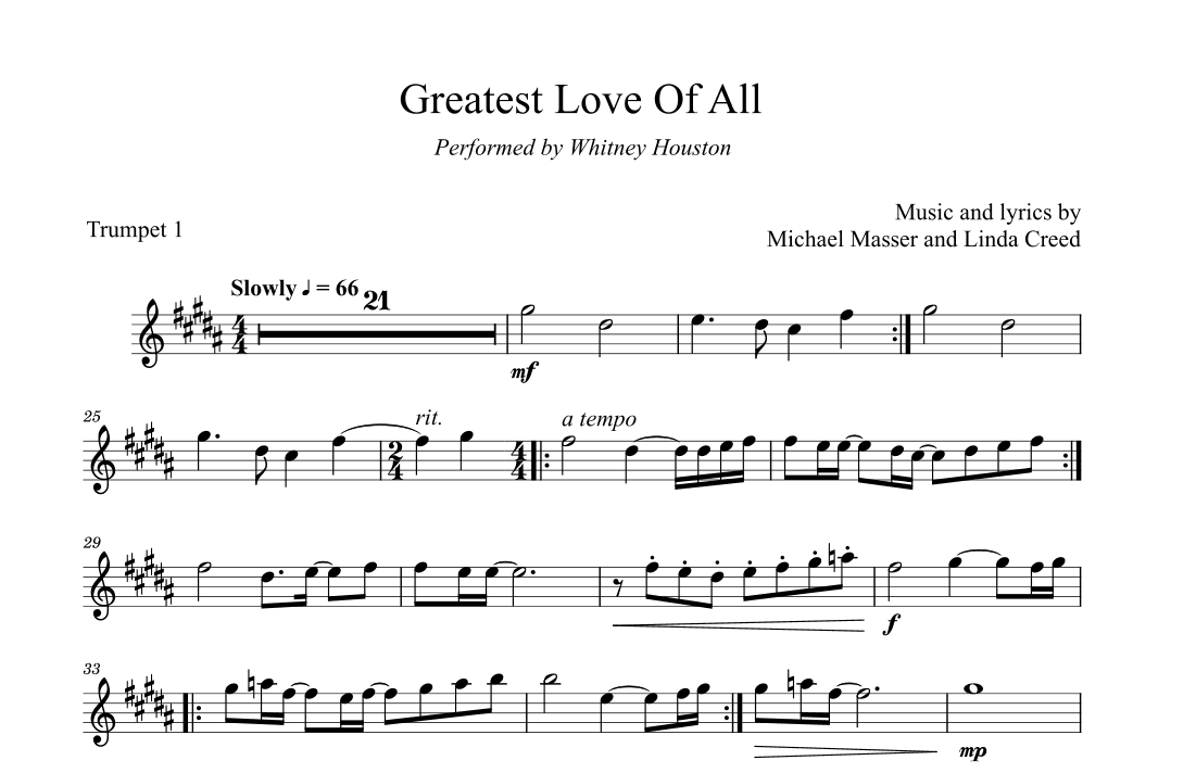 The Greatest Love Of All (arr. David Lartey)