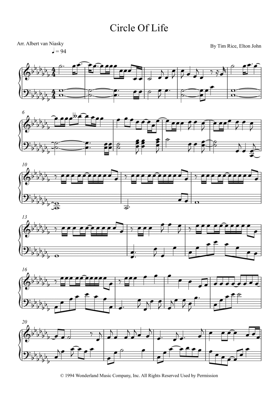 Circle Of Life (arr. Albert van Niasky)