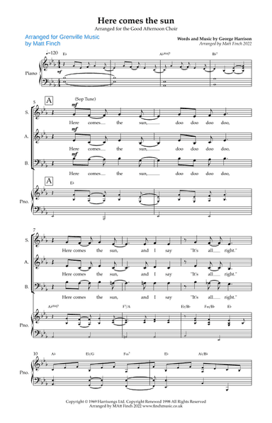 Here Comes The Sun (arr. Grenville Music and Matt Finch)