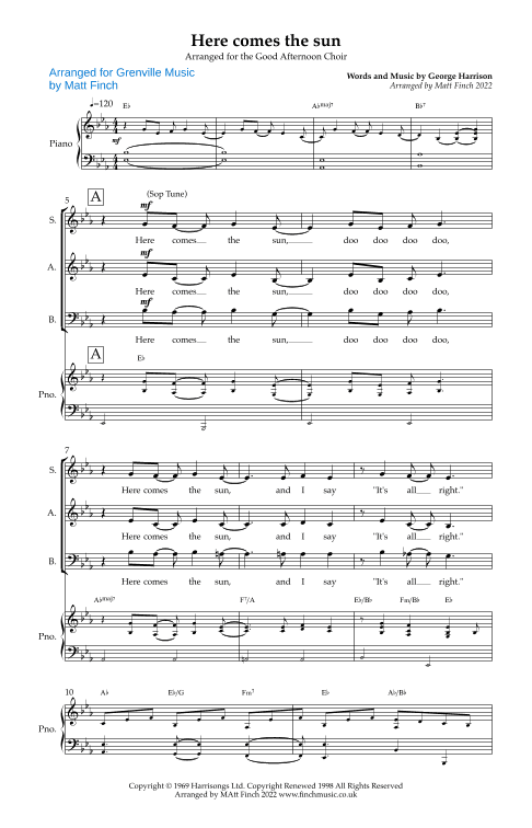 Here Comes The Sun (arr. Grenville Music and Matt Finch)