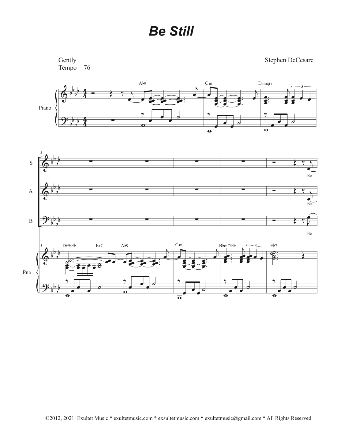 Be Still (Vocal Trio - (SAB)