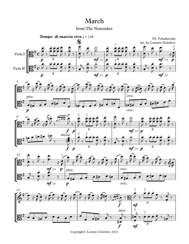 March from The Nutcracker for Viola Duo (Intermediate)) (arr. Lorento Golofeev)