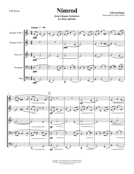 Nimrod from the Enigma Variations for Brass Quintet (arr. Keith Terrett)