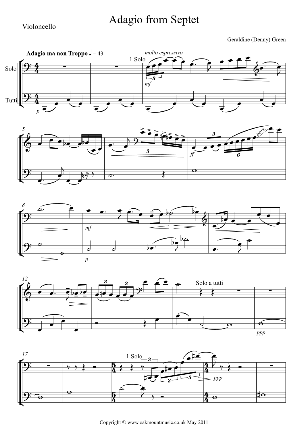 Adagio For Strings (From Septet) (Standard Arrangement)