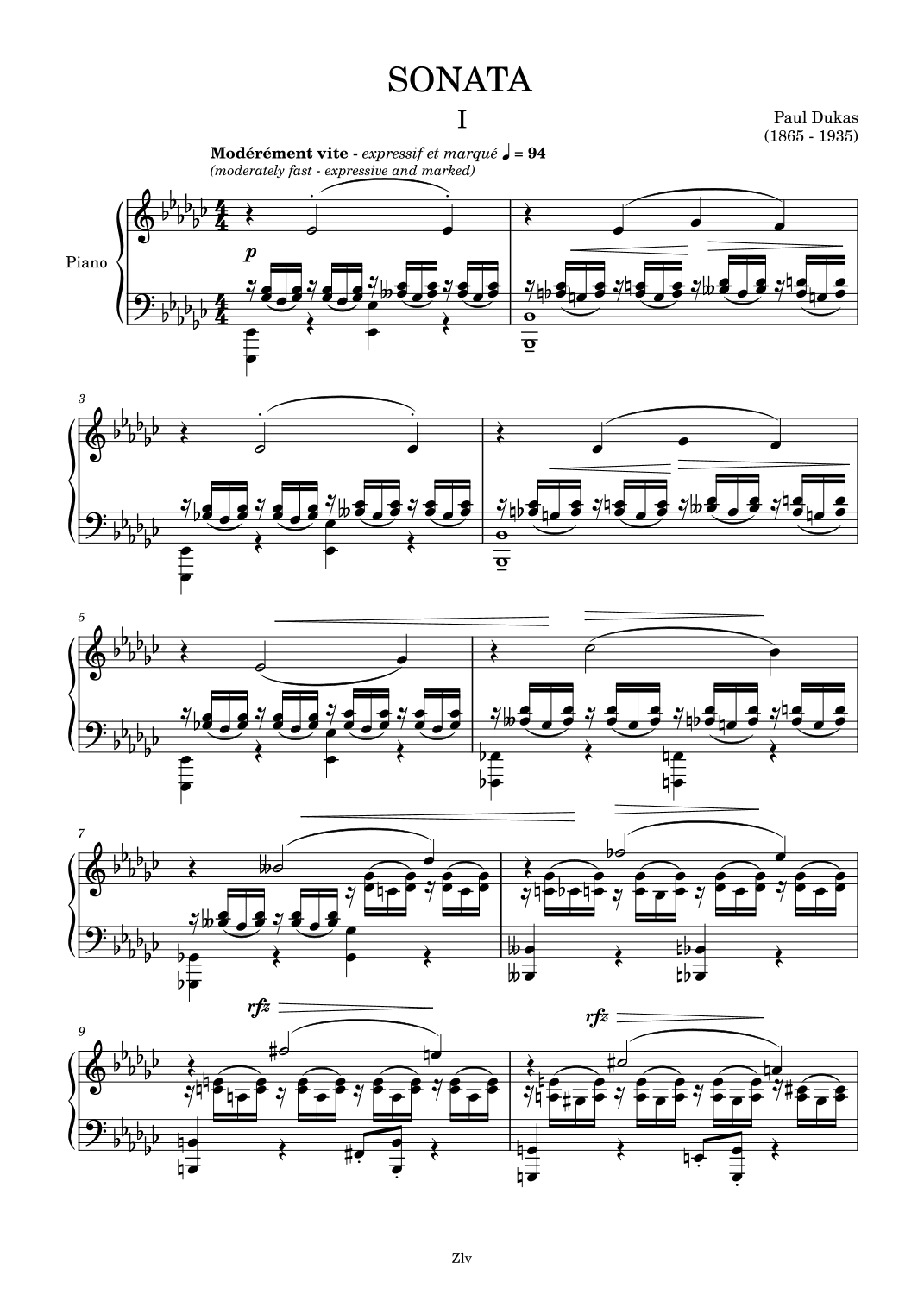 Piano Sonata Nº 1 (arr. Zellev)