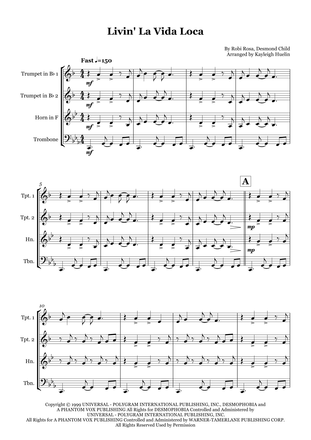 Livin' La Vida Loca (arr. Kayleigh Huelin)
