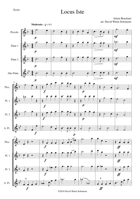 Locus Iste for flute quartet (piccolo, 2 flutes and alto flute) (arr. David Warin Solomons)