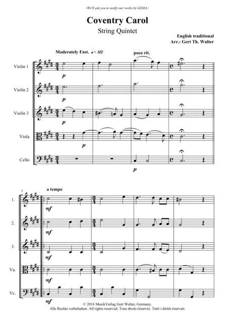 Coventry Carol (arr. Gert Th. Walter)