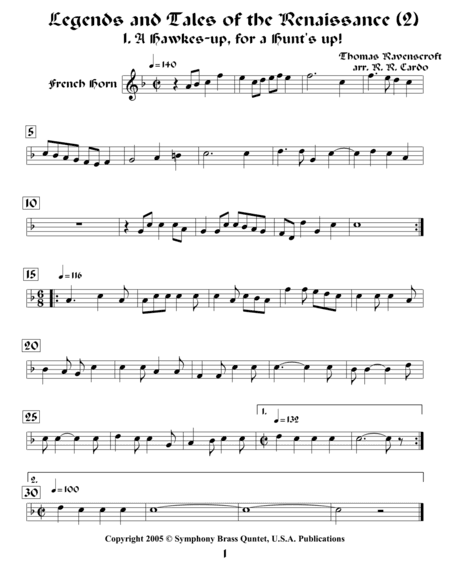 Legends & Tales of the Renaissance II (of Romance) - 1. A Hawkes-up for a Hunts-up! (French Horn) (arr. R.R.Cardo)