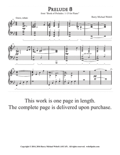 Prelude 8 from "Book of Preludes: 1-15 for Piano"