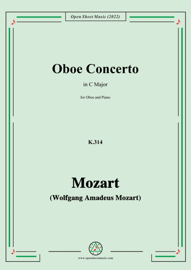Mozart-Oboe Concerto,K.314,in C Major,for for Oboe and Piano (arr. Open Cloud)