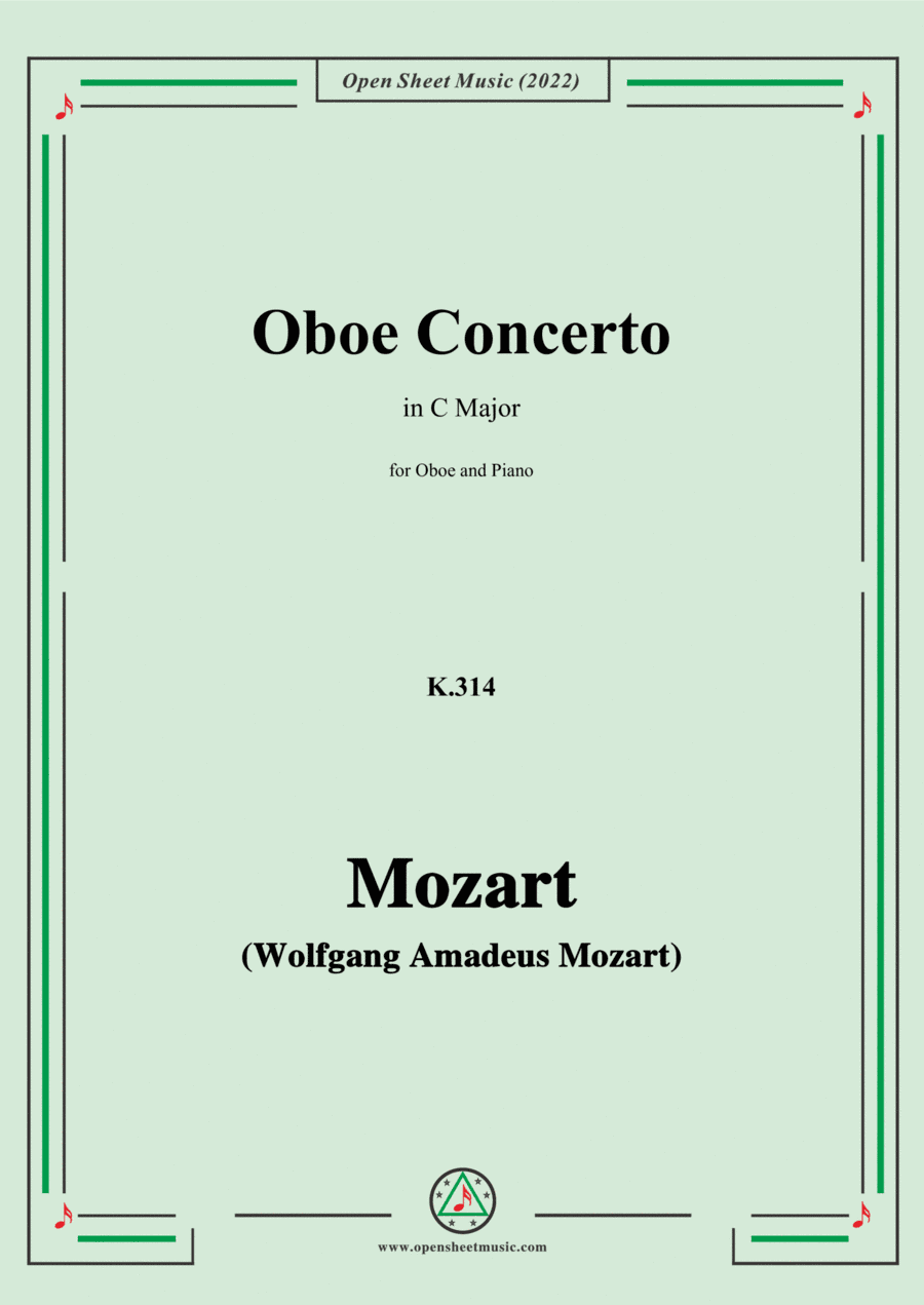 Mozart-Oboe Concerto,K.314,in C Major,for for Oboe and Piano (arr. Open Cloud)