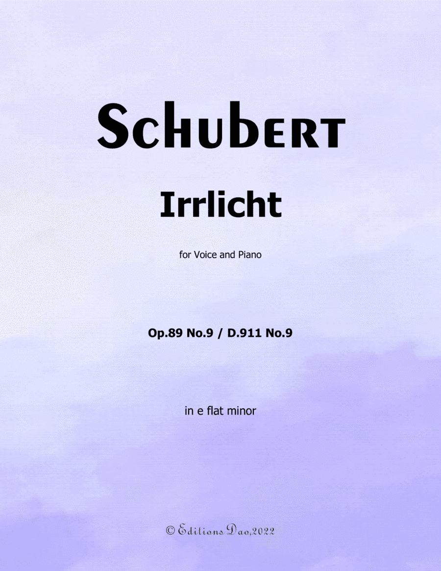 Irrlicht, by Schubert, in e flat minor (arr. Editions Dao)