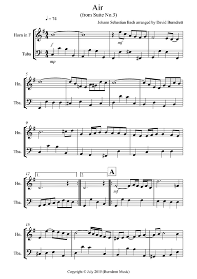 Air on a G String for French Horn and Tuba Duet (arr. David Burndrett)