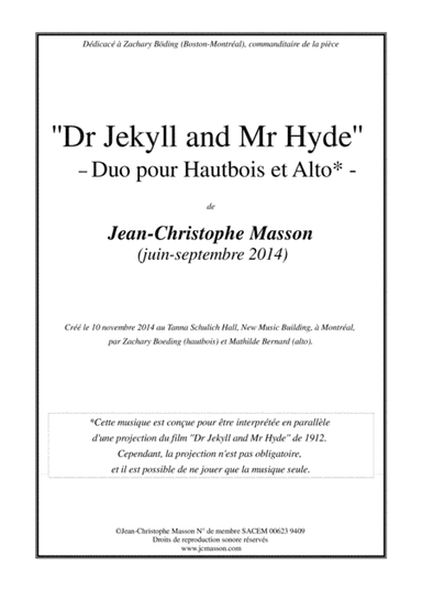 Dr Jekyll and Mr Hyde --- for Oboe and viola --- JCM 2014