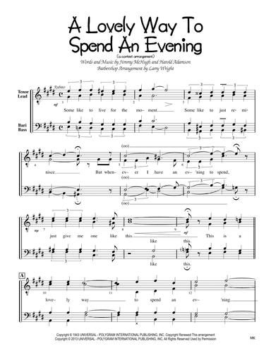 A Lovely Way To Spend An Evening (arr. Larry Wright)