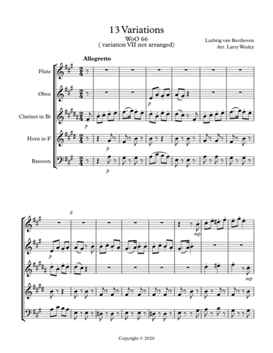 Beethoven: 13 variations (arr. Larry Wesley)