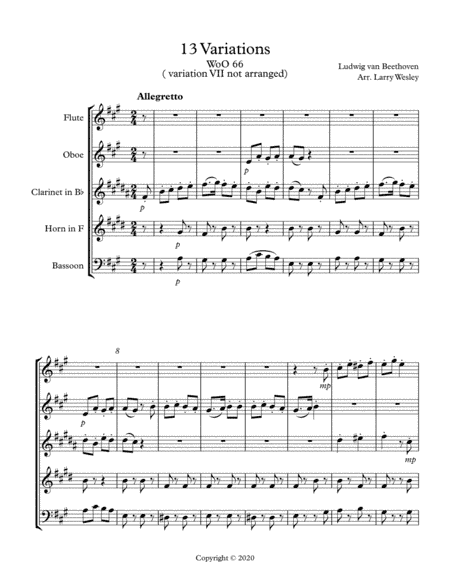 Beethoven: 13 variations (arr. Larry Wesley)