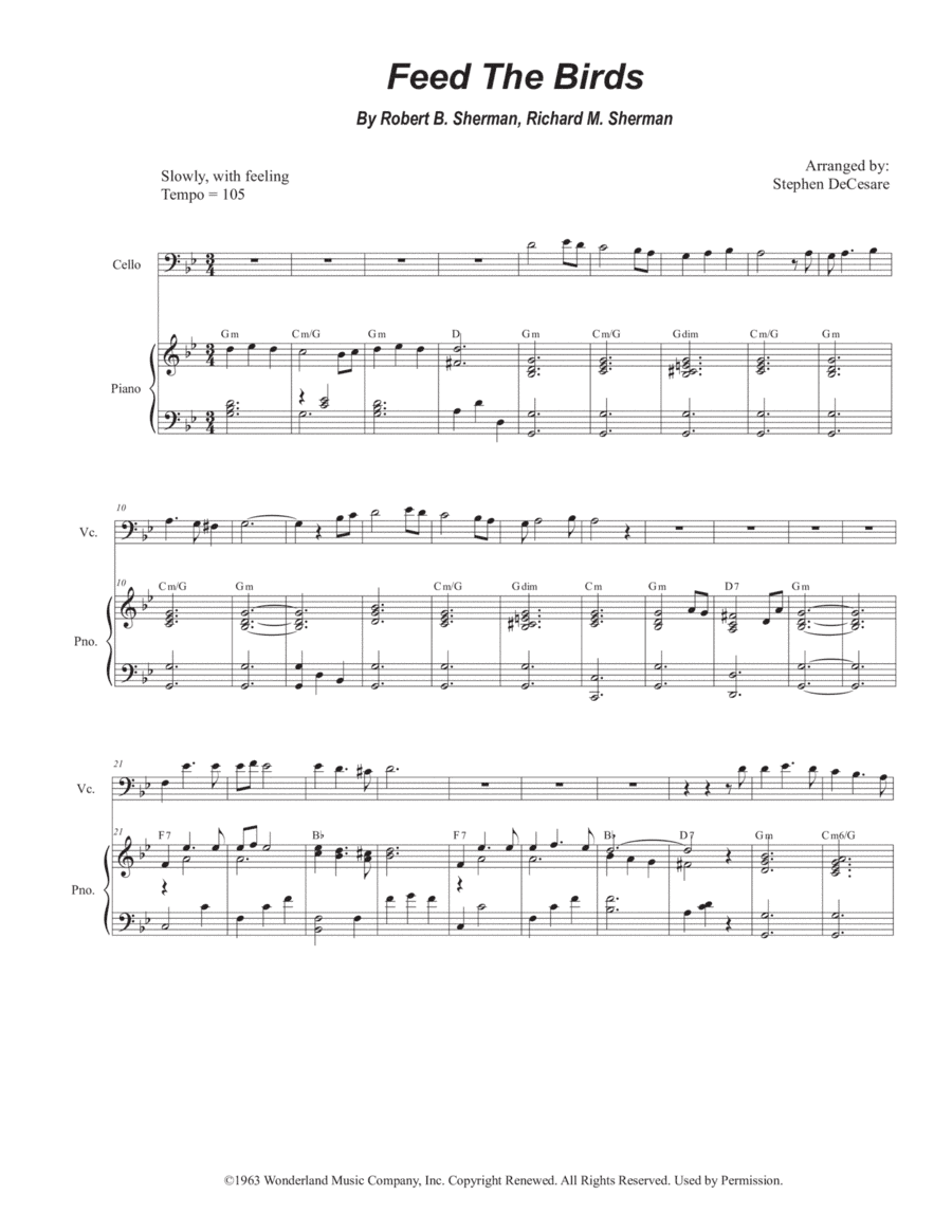 Feed The Birds (tuppence A Bag) (arr. Stephen DeCesare)