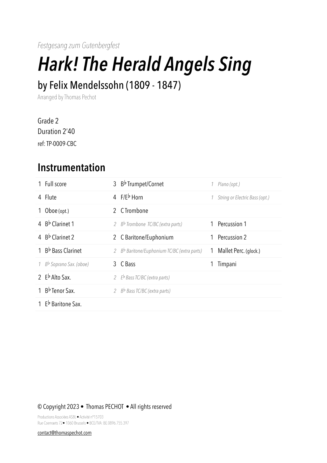 Hark! The Herald Angels Sing (arr. Thomas PECHOT)