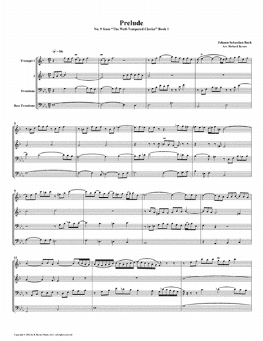 Prelude 09 from Well-Tempered Clavier, Book 1 (Brass Quartet) (arr. Richard Byrnes)