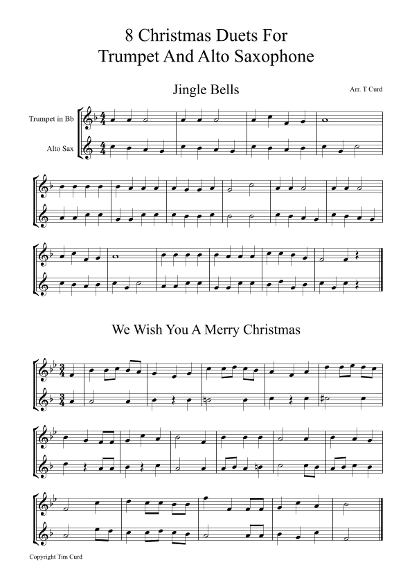 8 Christmas Duets For Trumpet and Alto Saxophone (arr. Tim Curd)