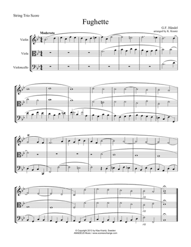 Fughette by Handel for string trio (arr. Klas Krantz)