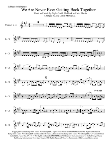 We Are Never Ever Getting Back Together (arr. Jose Daniel Morales A.)