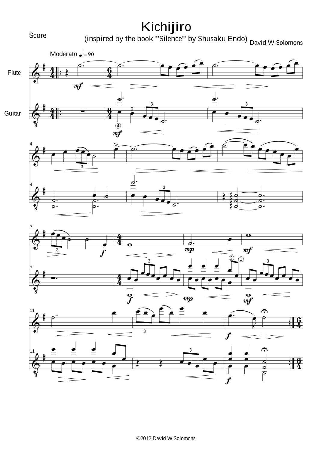 Kichijiro for flute and guitar