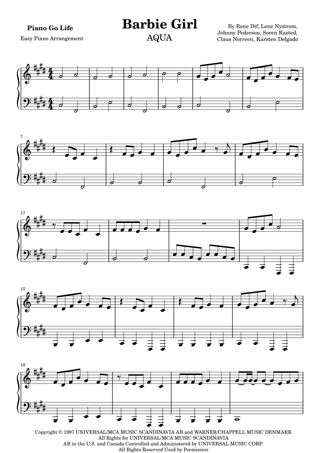 Barbie Girl (arr. Piano Go Life)