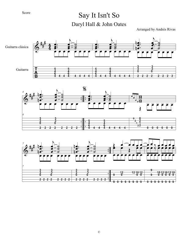 Say It Isn't So (arr. Andrés Rivas)