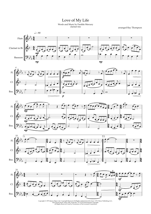 Love Of My Life (arr. Ray Thompson)