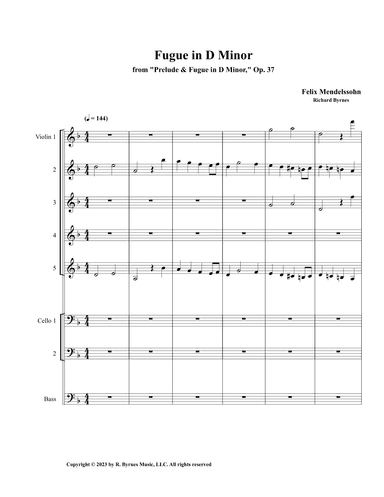Mendelssohn - Fugue in D Minor, Op. 37 (String Orchestra) (arr. Richard Byrnes)