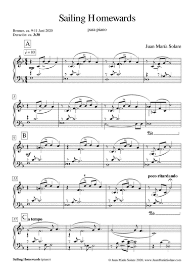 Sailing Homewards (piano solo)