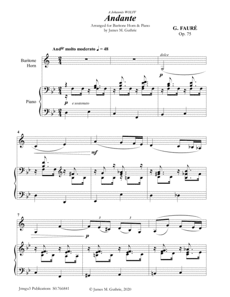 Fauré: Andante Op. 75 for Baritone Horn & Piano (arr. James Guthrie, ASCAP)