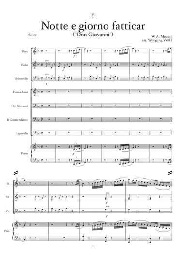 "Notte e giorno faticar" - "Don Giovanni", W. A. Mozart - arr. for Flute, Violin, Cello, Piano and v (arr. Wolfgang Völkl)