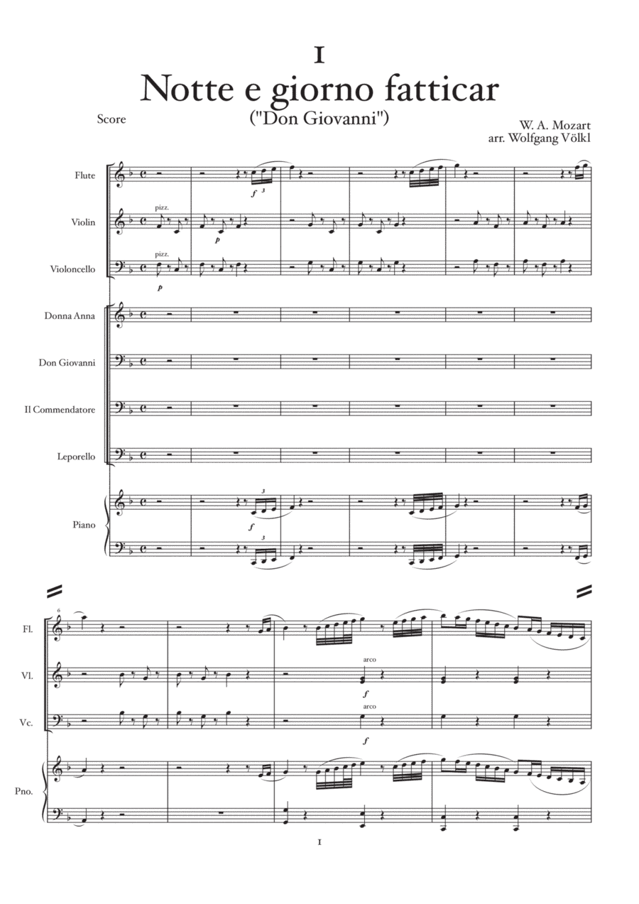 "Notte e giorno faticar" - "Don Giovanni", W. A. Mozart - arr. for Flute, Violin, Cello, Piano and v (arr. Wolfgang Völkl)