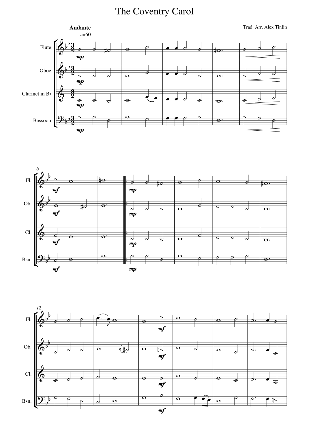 The Coventry Carol (arr. Alex Tinlin)