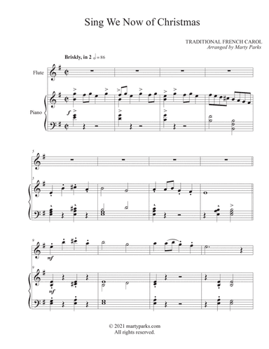 Sing We Now of Christmas (Flute-Piano) (arr. Marty Parks)
