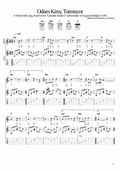 Odam Kireç Tutmuyor (Turkish folk song) (arr. Can Demir)
