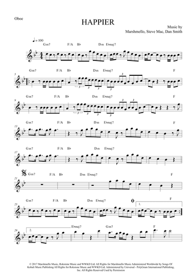 Happier (arr. The Sheet Music Library)