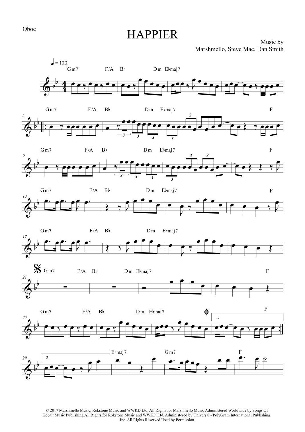 Happier (arr. The Sheet Music Library)